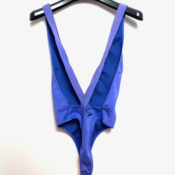 Blue Deep V-Neck One-Piece Swimsuit/Bodysuit - Size Small - Excellent Condition - Picture 4 of 4